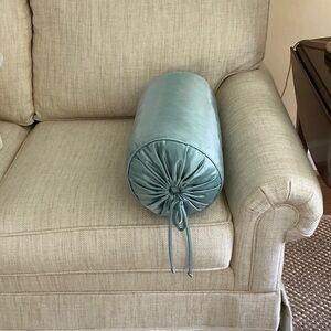 Pair of Elegant Blue Bolster Pillows